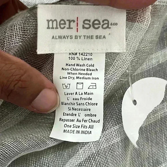 Mer/sea 100% Linen Gray White Stripe Open Front Wrap Cover Up Kimono Siz… - Picture 6 of 7